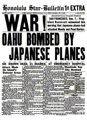 N6908【超レア】第二次世界大戦、真珠湾攻撃の時のアメリカの新聞-